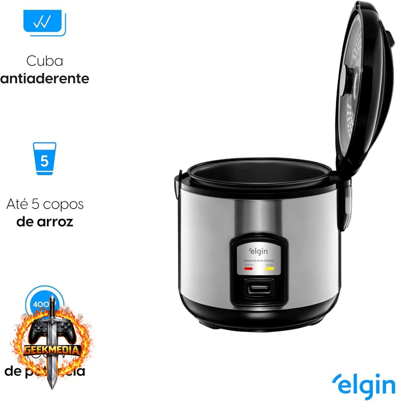 Panela de Arroz Elétrica 5 Xícaras 1L 400W 110V