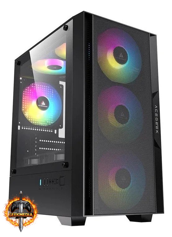 Gabinete Gamer Acegeek Stratus Mesh Preto Mid-Tower