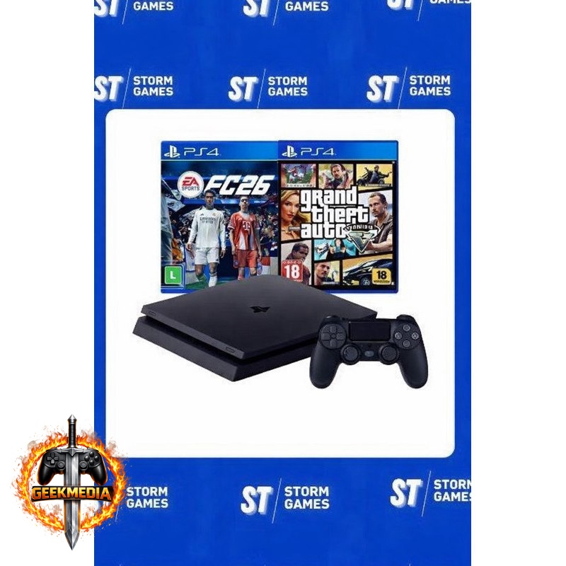PS4 Seminovo com GTA 5 ou FC 26