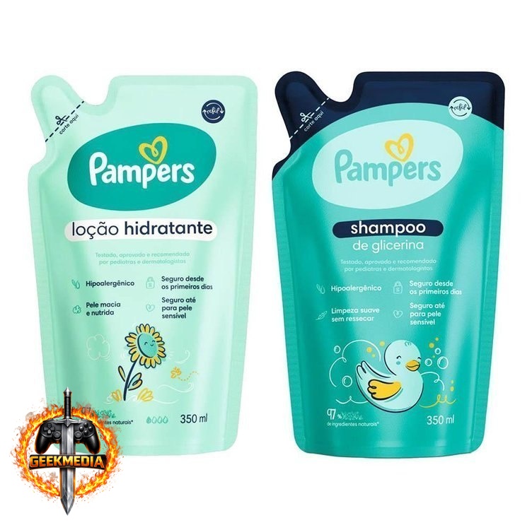 Kit Pampers Refil Shampoo Glicerina  Loção Hidratante Infantil