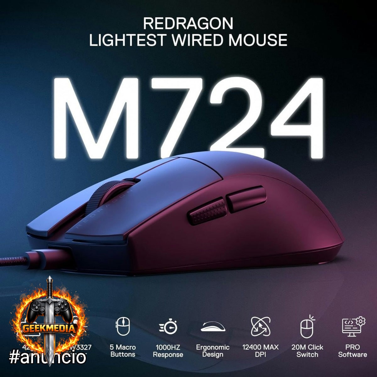 Mouse Gamer Redragon K1ng 1K Preto