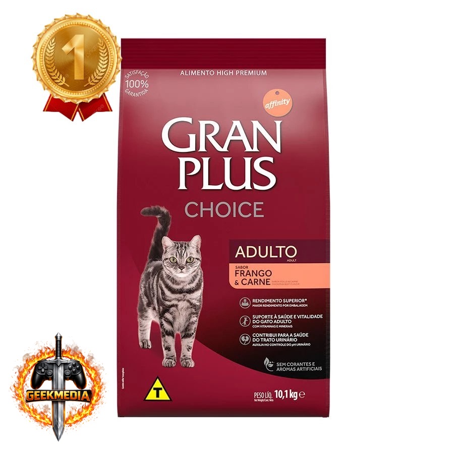 Ração GranPlus Choice Gatos Adultos Frango e Carne 10,1kg