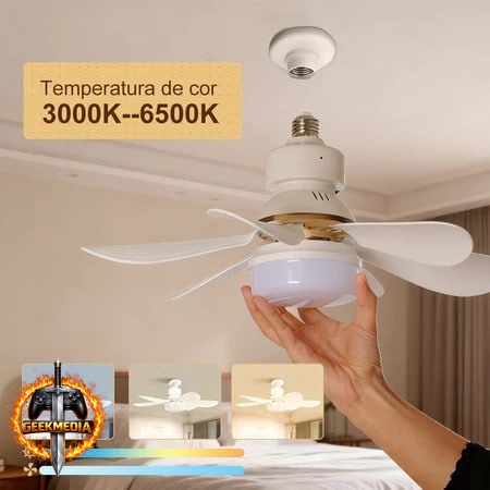 Ventilador Lâmpada De Teto LED Silencioso com Controle Remoto