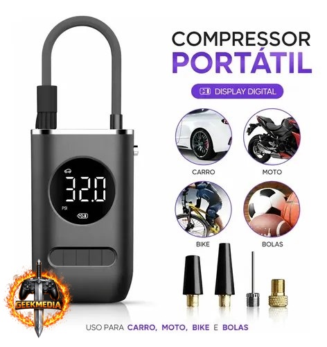 Calibrador De Ar Digital Para Pneu Portátil Compressor Usb