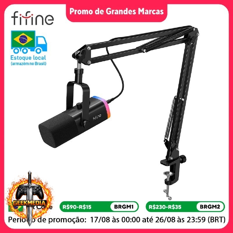 Microfone USB RGB Fifine AM8T AM8 com Braço Articulado