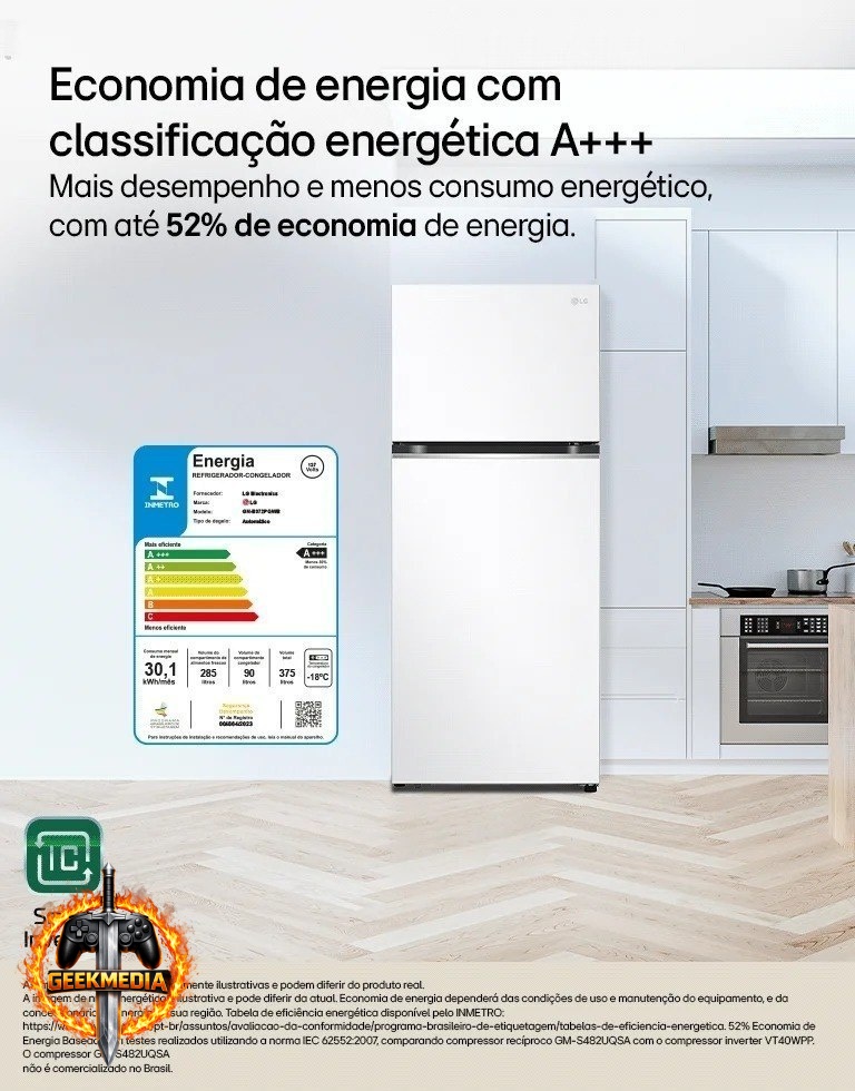 Geladeira LG Frost Free Duplex 375L Inox