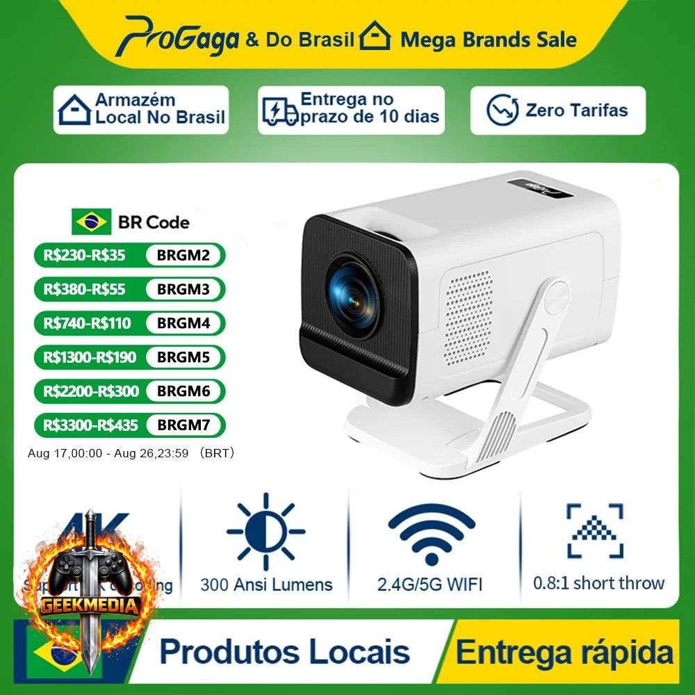 PROGAGA PG310 Projetor Android Inteligente 4K 720P