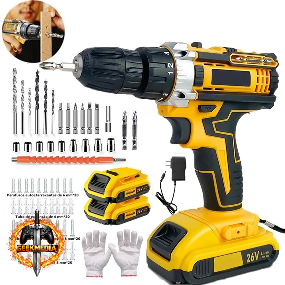 Kit de Ferramentas Elétricas 26V 47 Peças com Maleta
