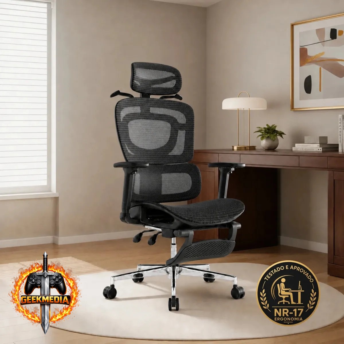 Cadeira De Escritório Ergonômica Giratoria Nr17 Malha Respirável