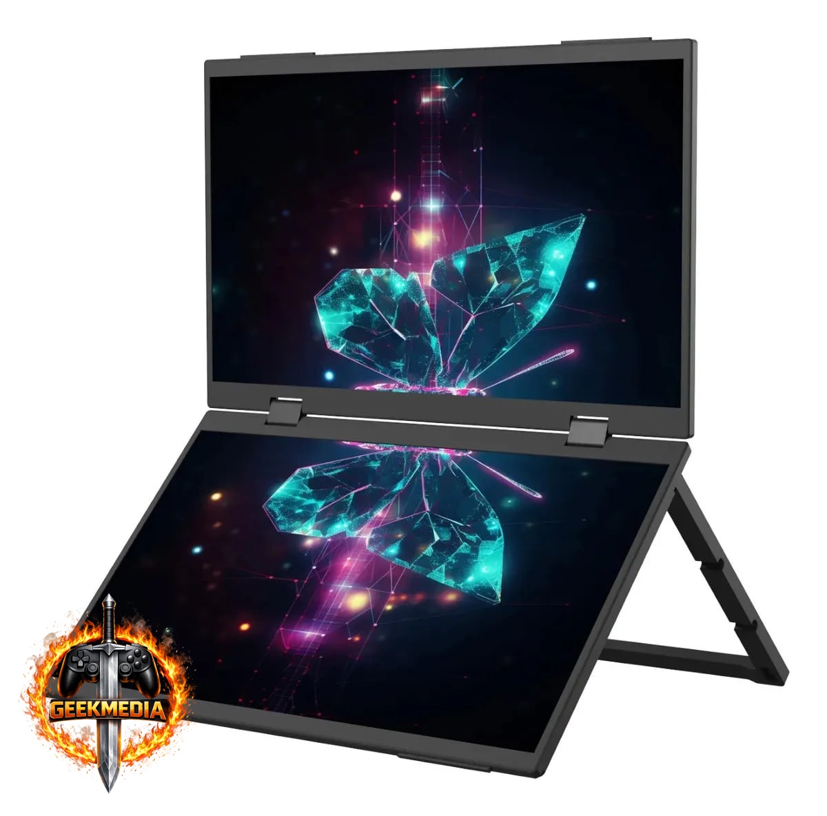 Monitor Portátil Duplo 15.6 Full HD - Telas Dobráveis - Preto