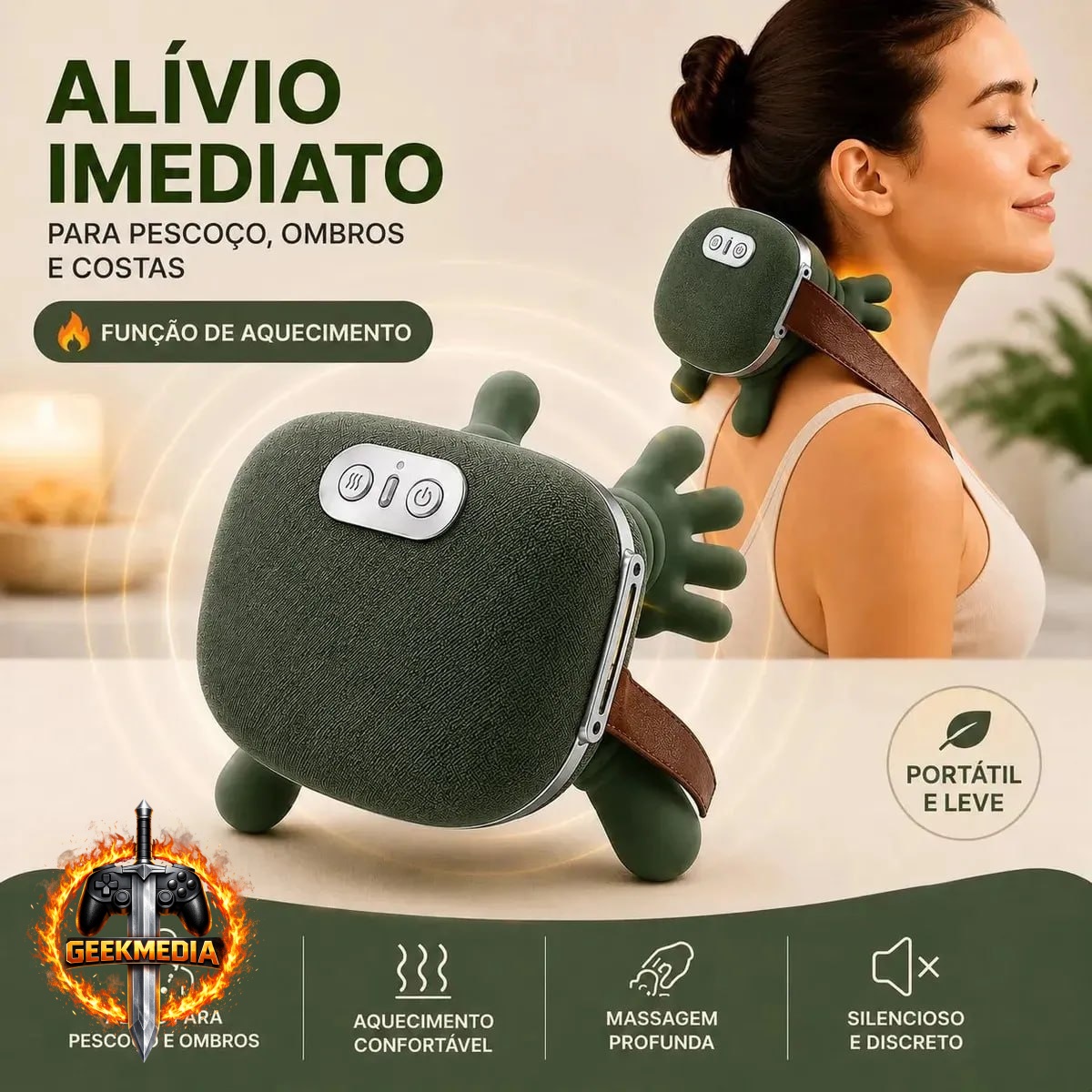 Massageador Pescoço Ombro Maozinha 3D - Aquecimento Elétrico