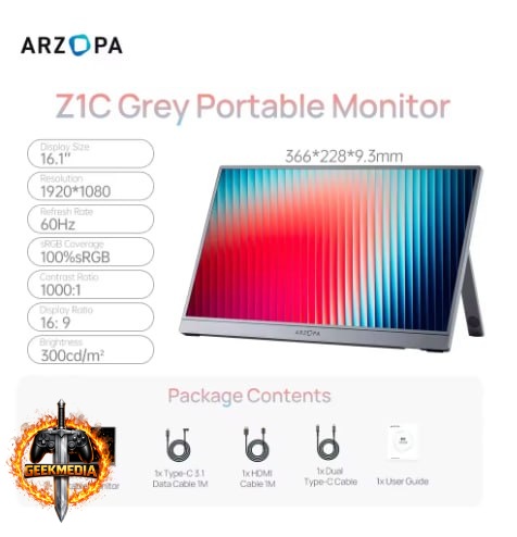 Monitor Portátil ARZOPA Z1C 16.1" Full HD IPS