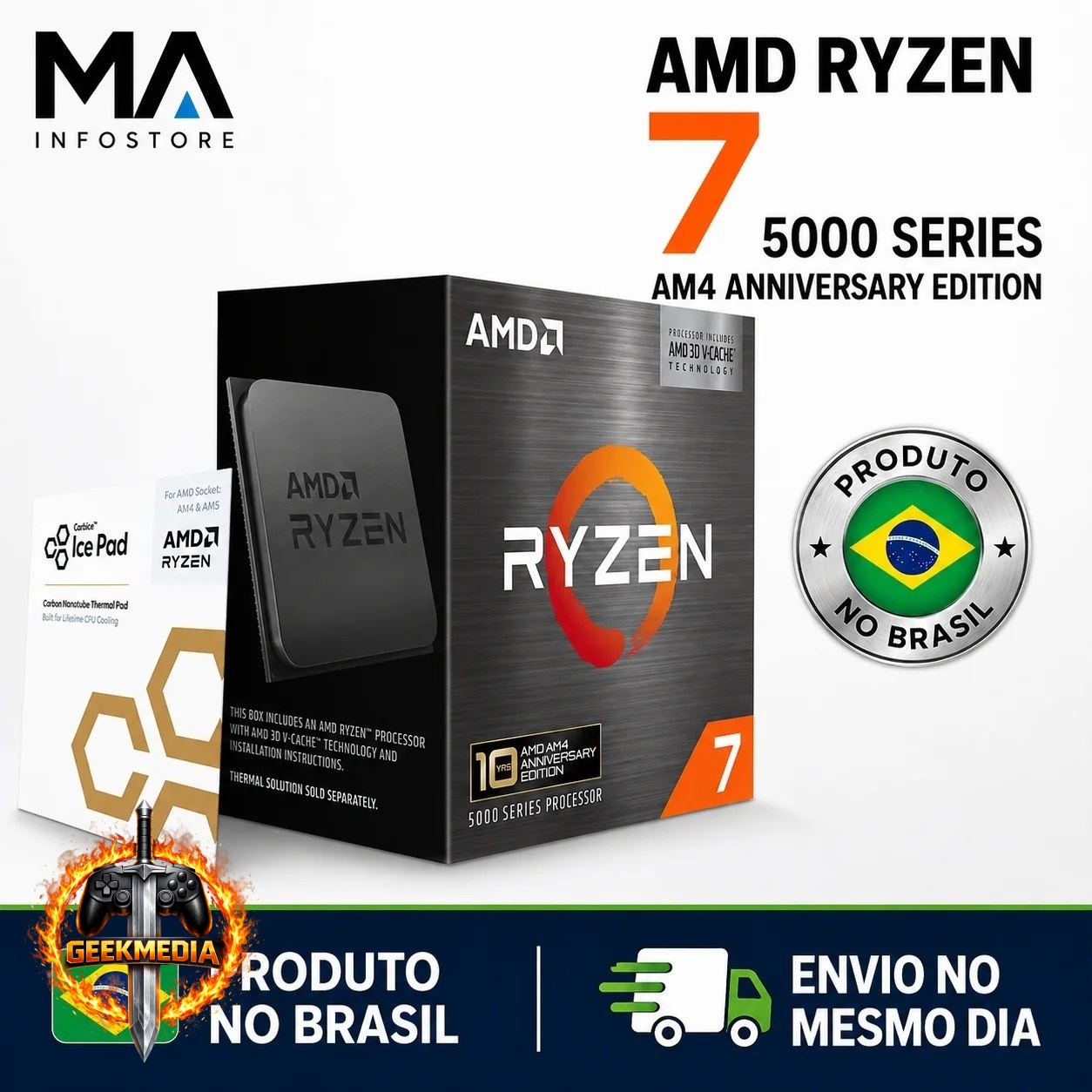 Processador AMD Ryzen 7 5800X3D 10th Anniversary Edition