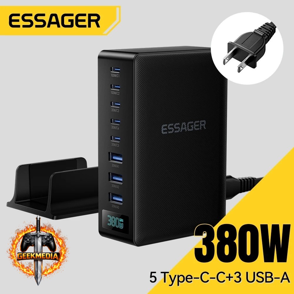 Carregador Essager 380W GaN 8-em-1