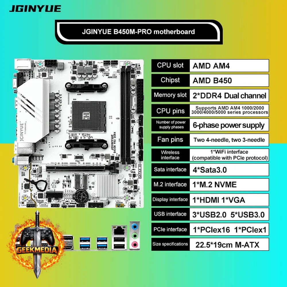 Placa-Mãe Jginyue B450M PRO ARGB