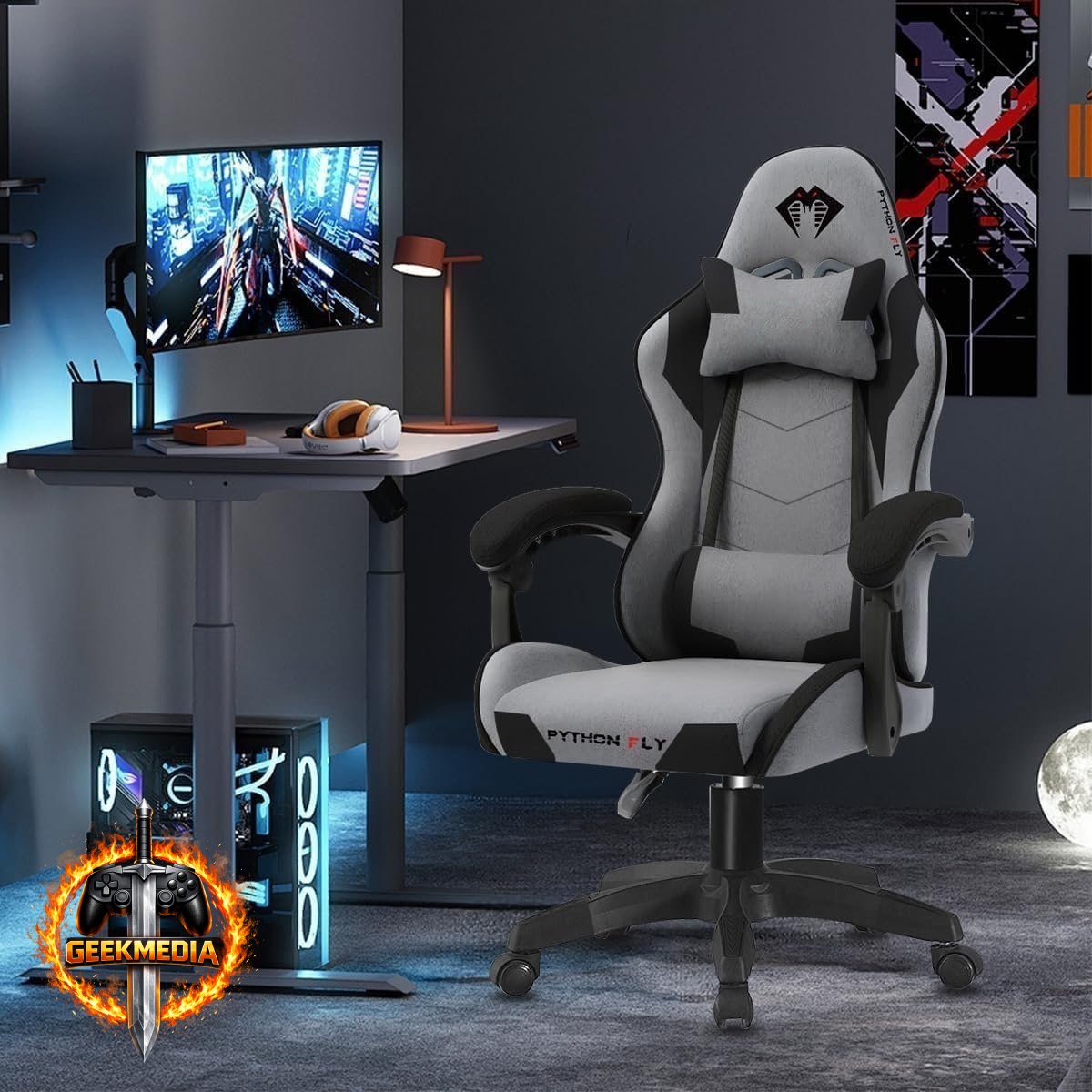 Cadeira Gamer Python Fly, Cinza Escuro