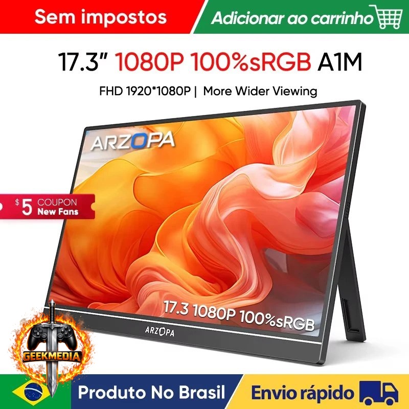 Monitor Portátil ARZOPA A1M 17.3" 1080P 100 SRGB