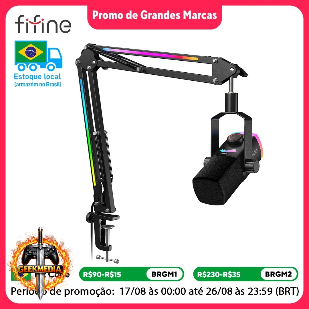 Microfone FIFINE AM8PROT Dinâmico XLR/USB RGB