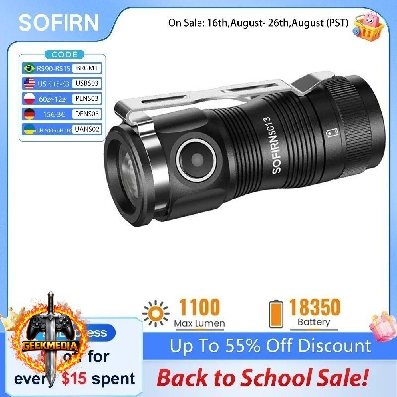 Lanterna Tática Mini Edc Sofirn SC13 1300lm