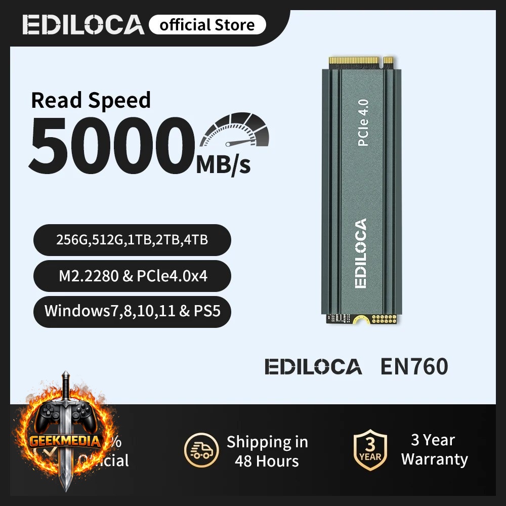 SSD Nvme Ediloca EN760 1TB 5000MB/s Gen4