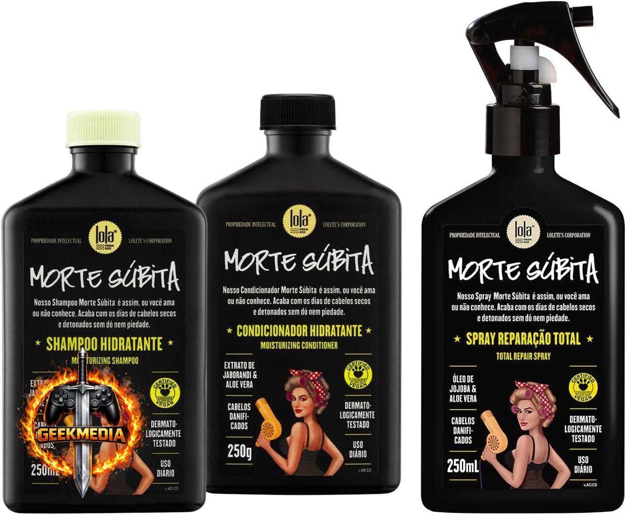 Kit Lola Morte Súbita: Shampoo, Condicionador e Spray Reparador