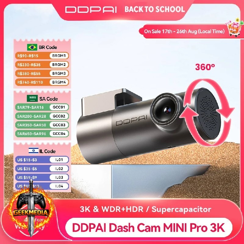 Câmera Veicular DDPAI MINI Pro 3K HDR 1620P