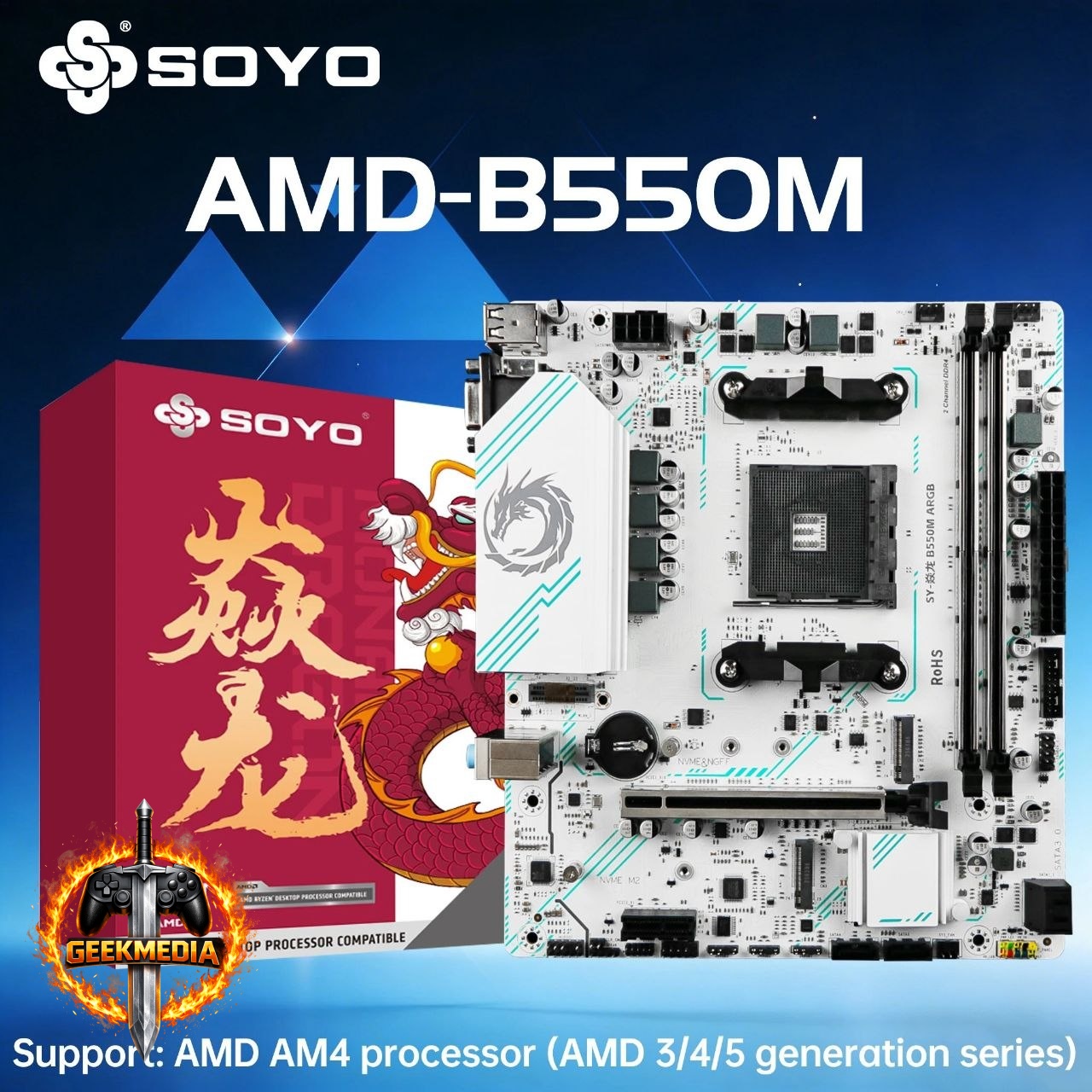 Placa Mãe Soyo B550M White ARGB
