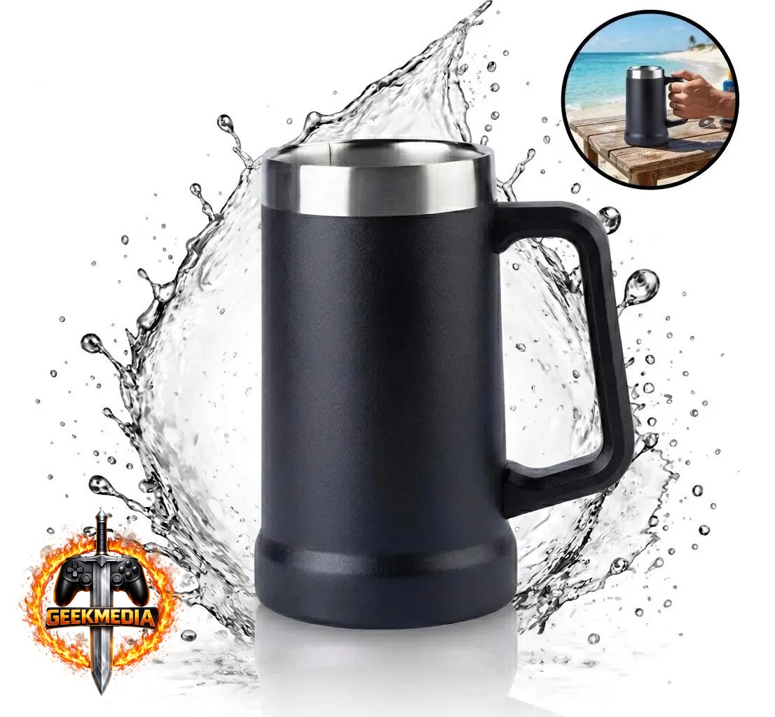 Caneca Térmica Preta Aço Inoxidável 720 mL