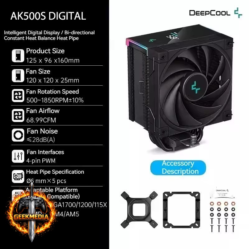 Deepcool AK500s Digital Air Cooler para CPU