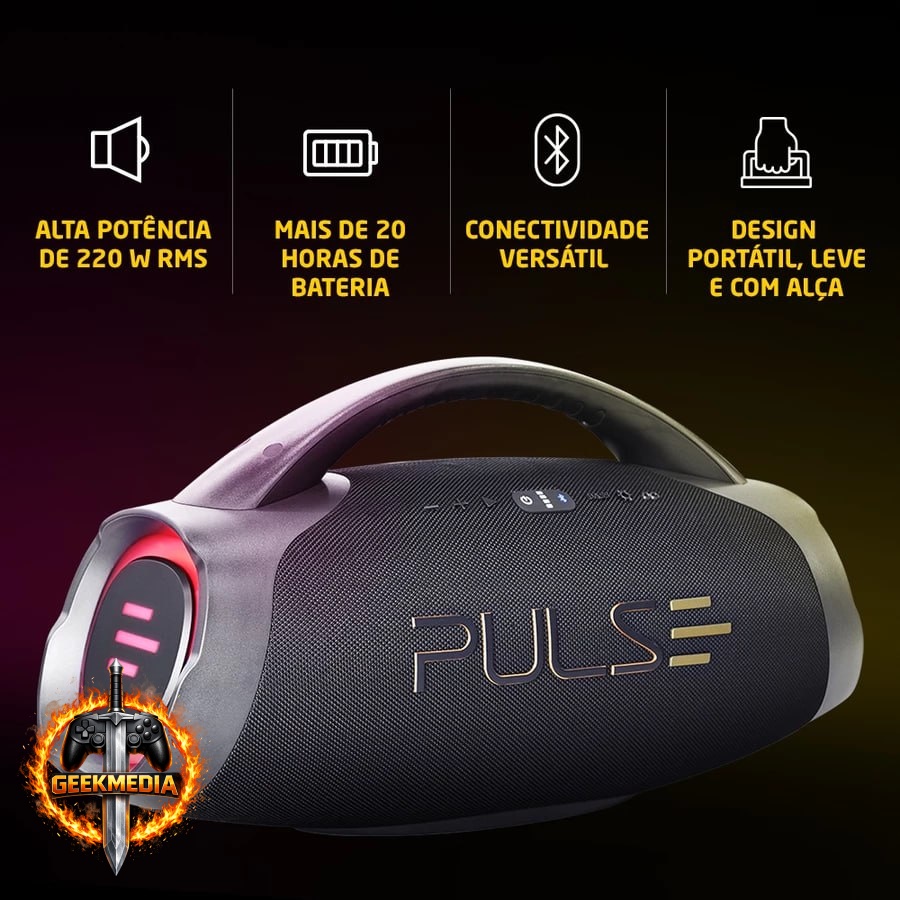 Caixa de Som Bluetooth Pulse X Boombox 220W RMS