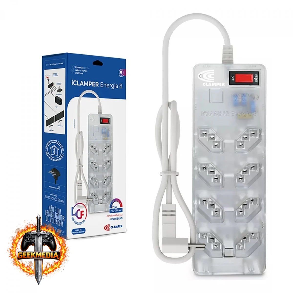 Filtro De Linha Dps Iclamper Energia 8 Tomadas