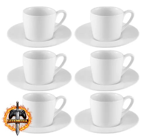 Jogo Xícaras Café com Pires Porcelana 12 Peças