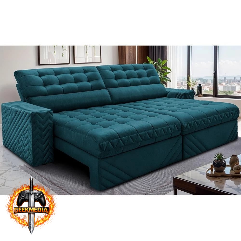 Sofá Retrátil e Reclinável Max Spring Velusoft