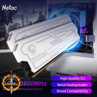Memória RAM Netac Shadow III DDR4 2x8GB 3200MHz Branca