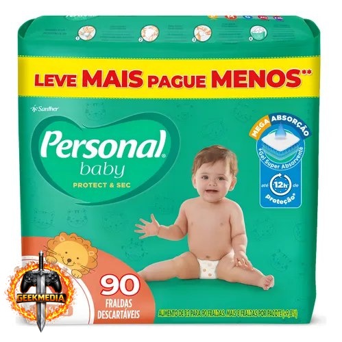 Fralda Personal Baby Protect & Sec M 90 Unidades