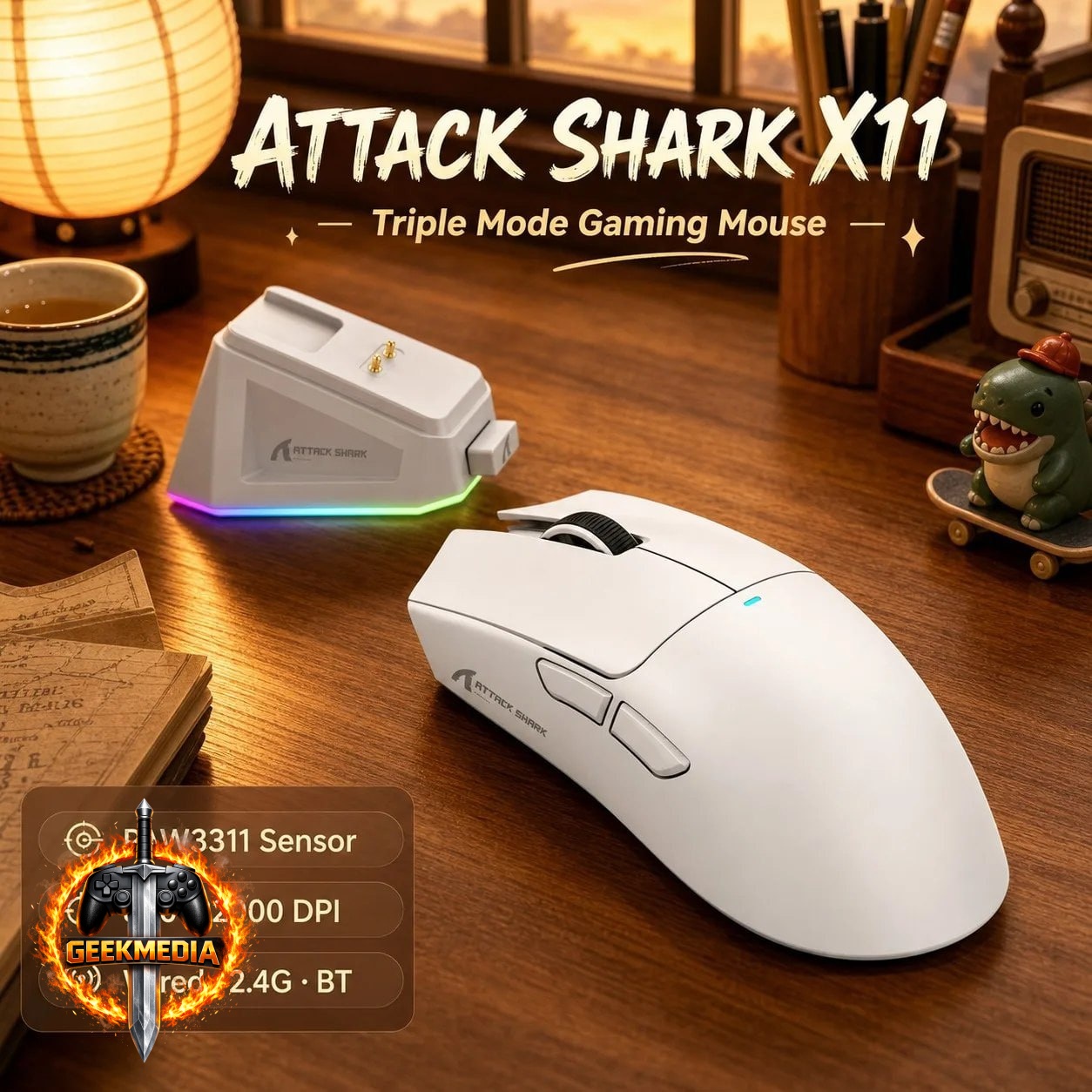Mouse Sem Fio Attack Shark X11 com Dock