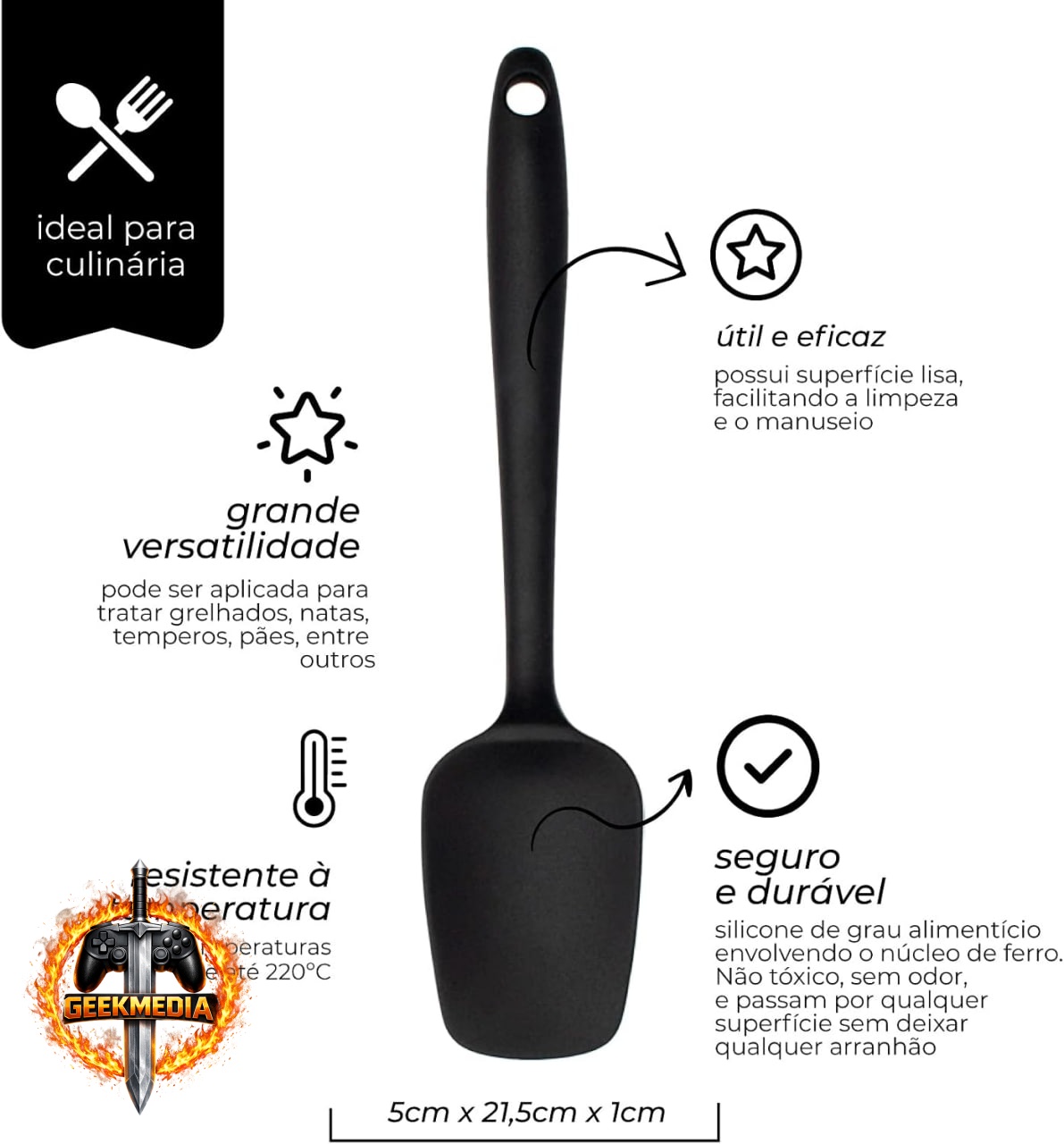 Espátula Silicone Preto Mimo Style