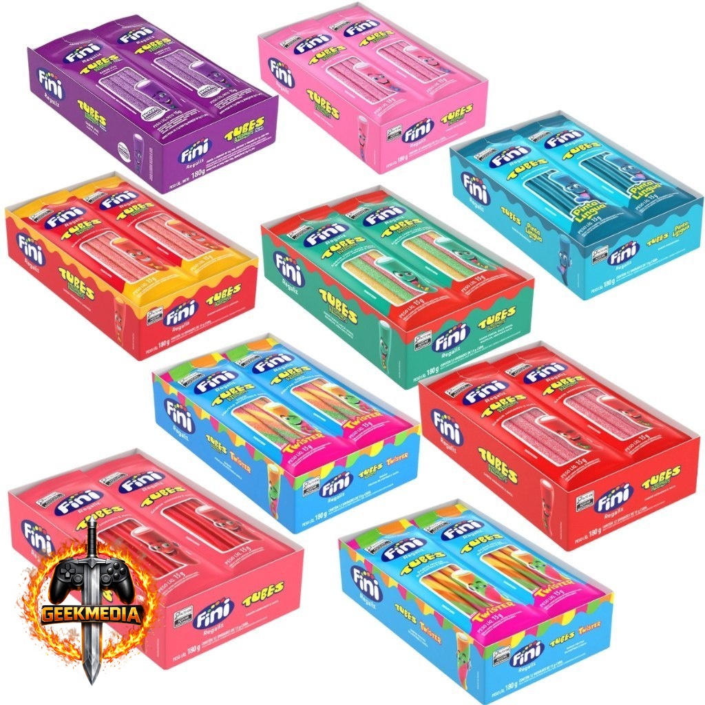 Balas De Gelatinas Tubes Fini 15gr C/12 Unidades