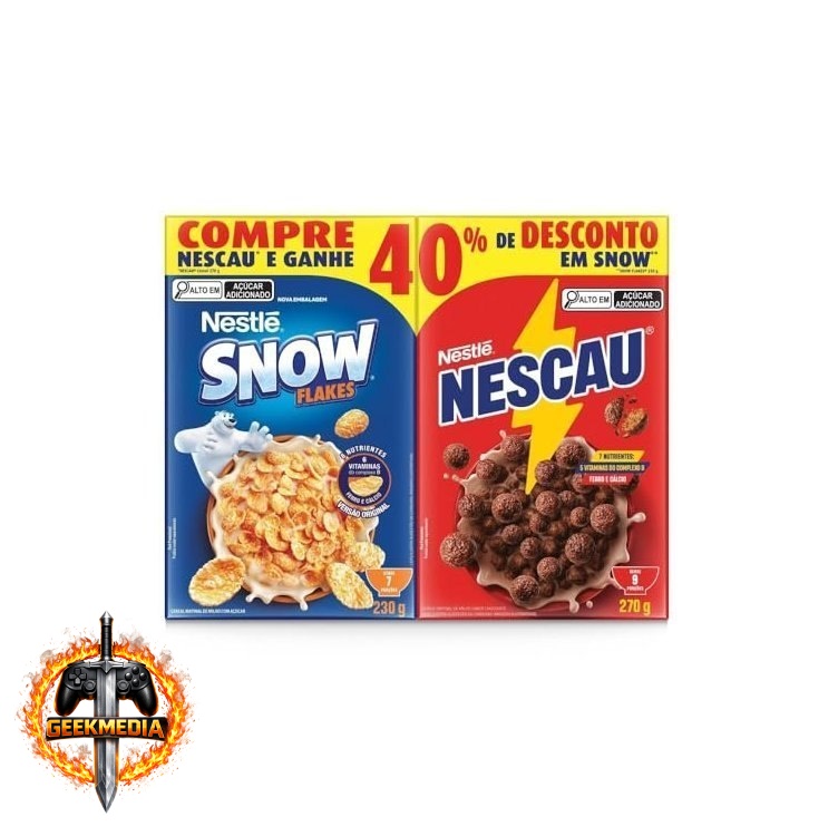 Kit Cereal Matinal Nescau Chocolate 210g  Snow Flakes 230g