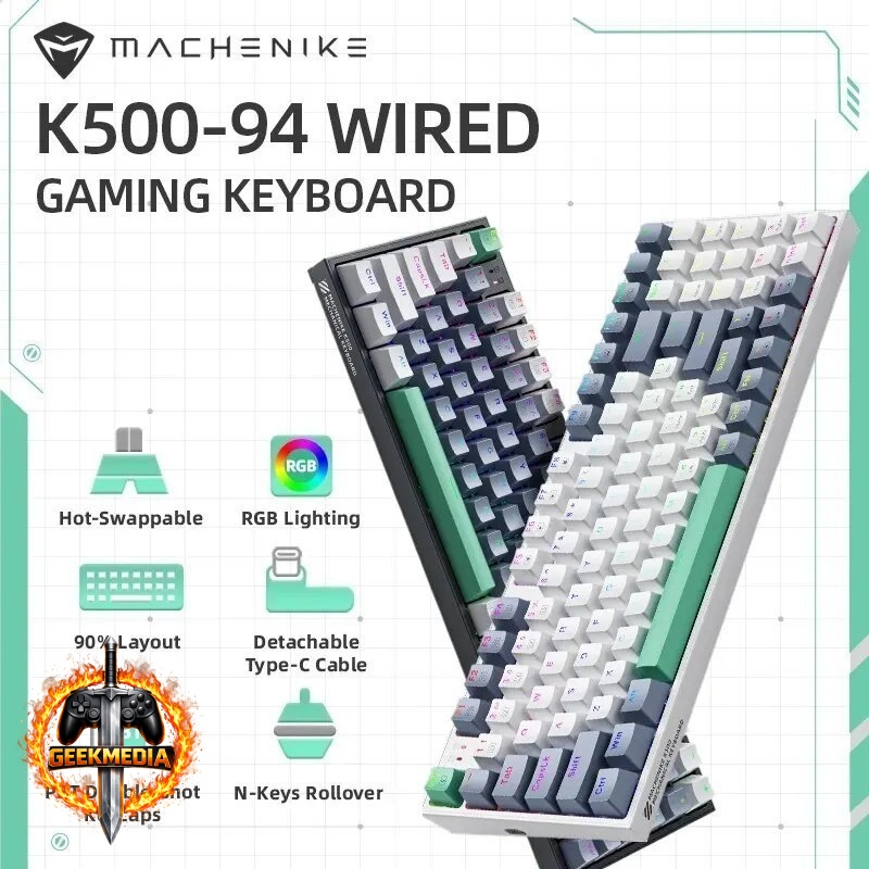Teclado Gamer Machenike K500-B94 Hot Swappable RGB