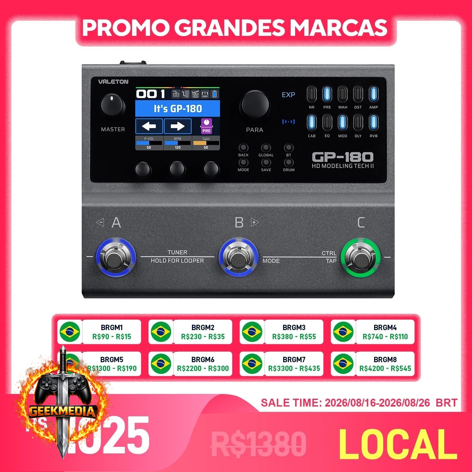 Processador de Multi-Efeitos VALETON GP-180