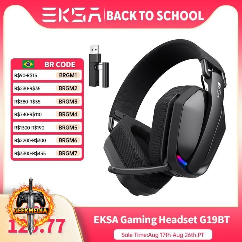 Headset Sem fio Eksa G19bt 2.4GHz Bluetooth 5.4