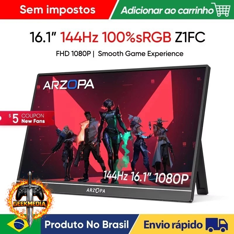 Monitor Portátil ARZOPA Z1FC 16.1" Full HD 144Hz IPS