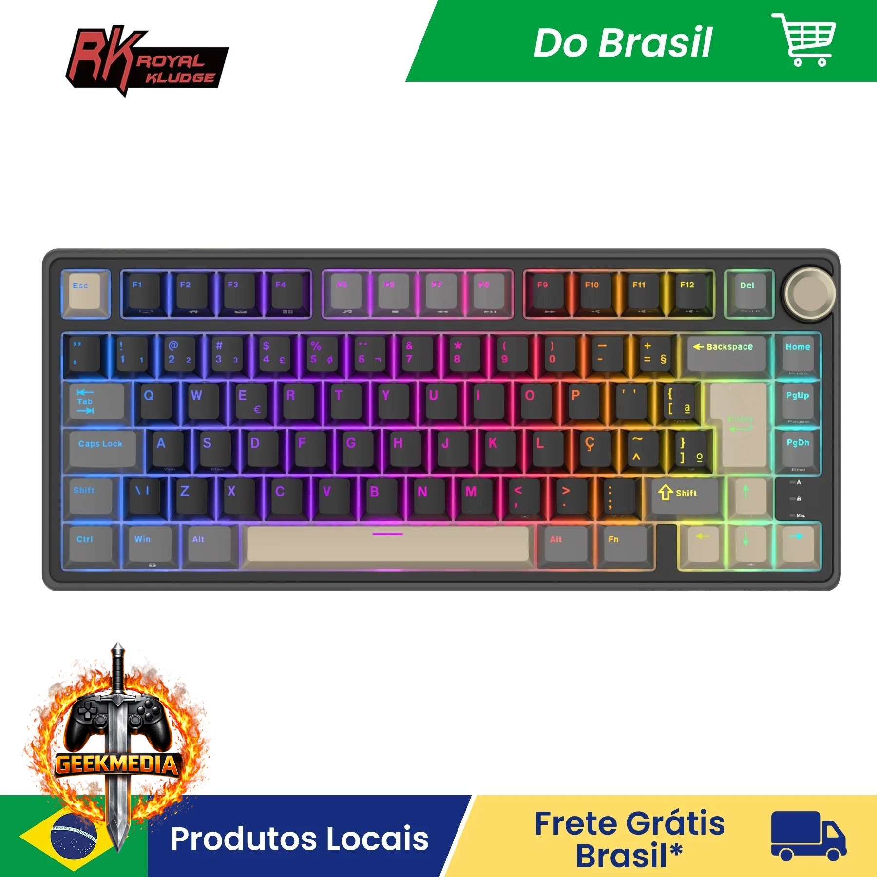 Teclado Mecânico Royal Kludge RKR75 ABNT2 RGB Hot Swap