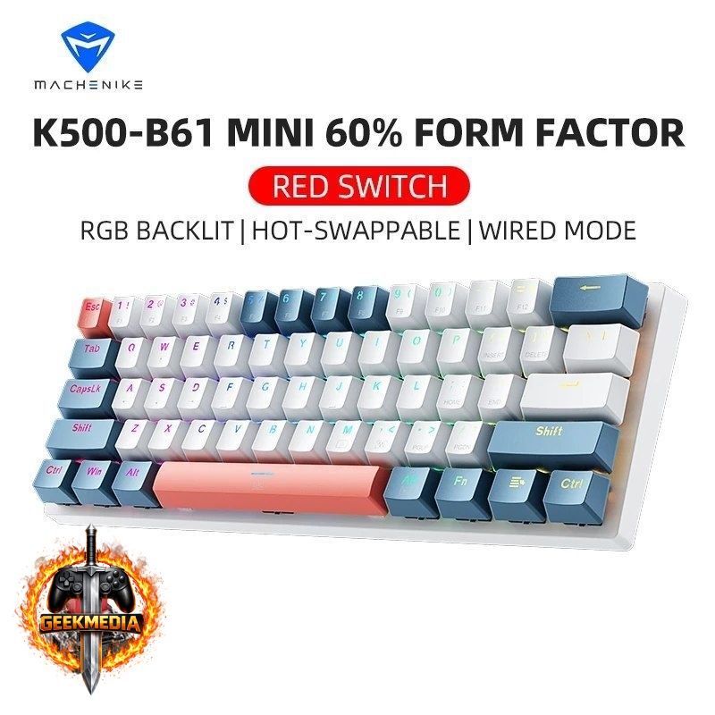 Teclado Mecânico Machenike K500-B61 RGB 60% com Fio