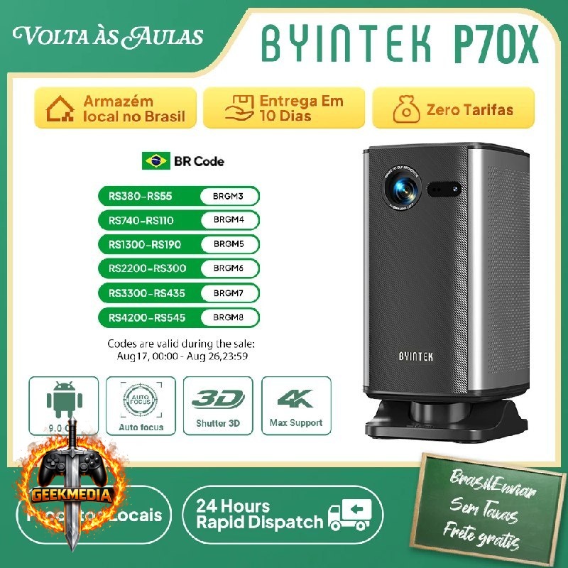 Projetor Portátil BYINTEK BOOK 1 P70X