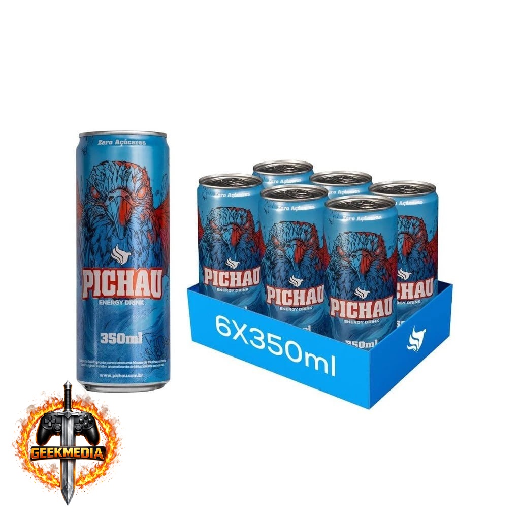 Pack Energético Pichau, 350ml, Com Açúcar, 6 unidades