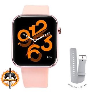 SmartWatch Kabum Smart 500 Rosé com Pulseira Extra Cinza