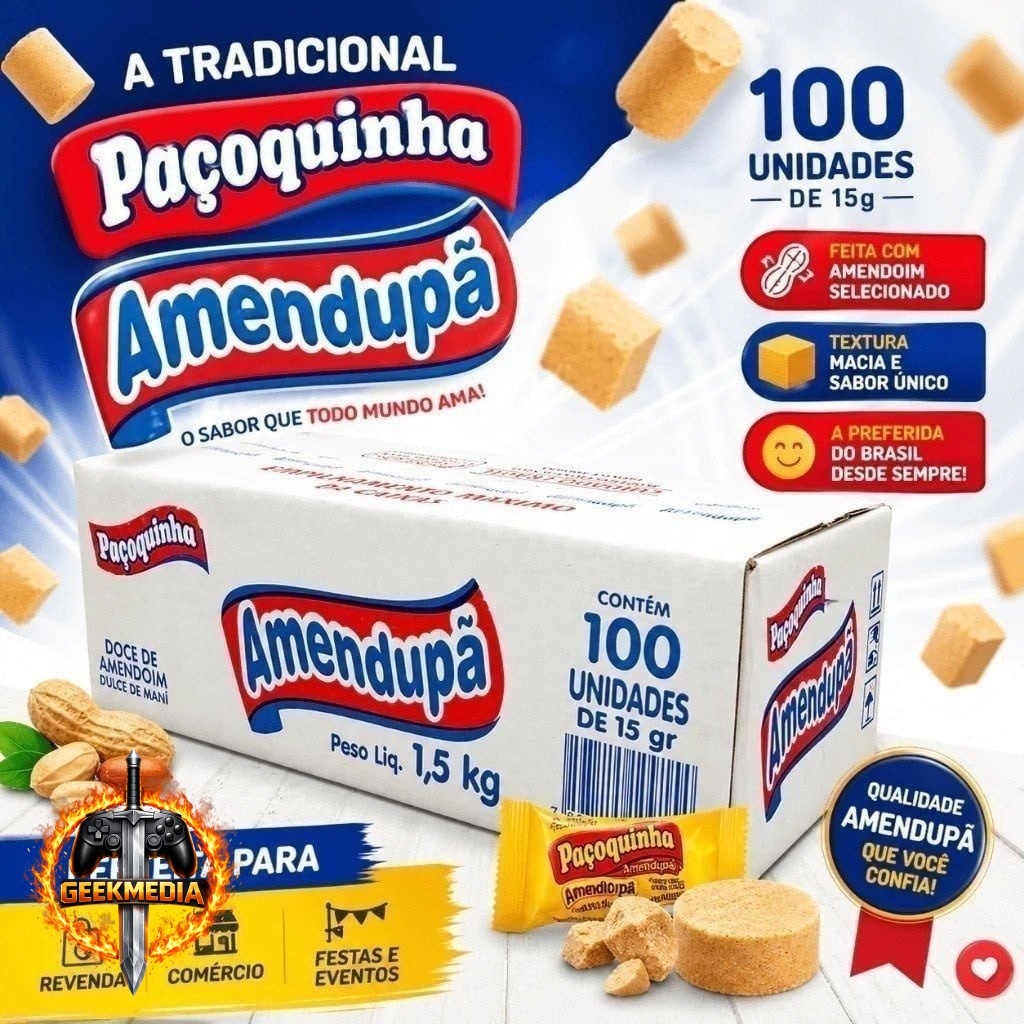 Paçoca Rolha Amendupã Caixa c/100 unidades 1,5kg