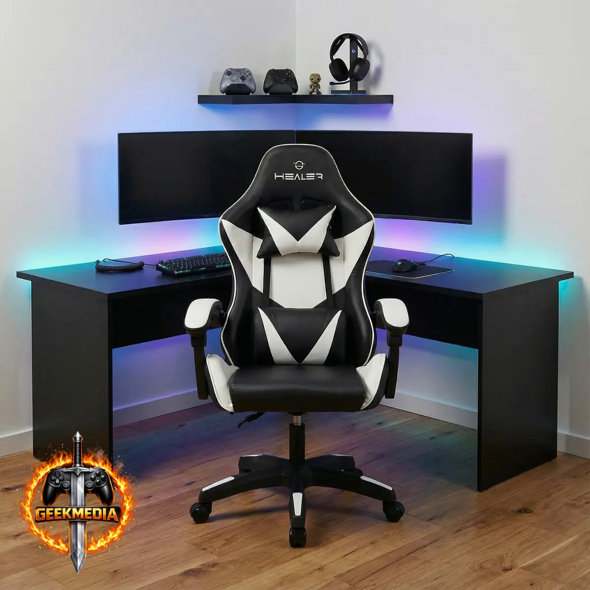 Cadeira Gamer Lancer Preta e Branca Healer